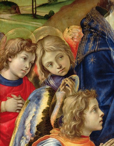 Die Vision des Heiligen Bernhard, Detail von drei Engeln, 1480 von Filippino Lippi